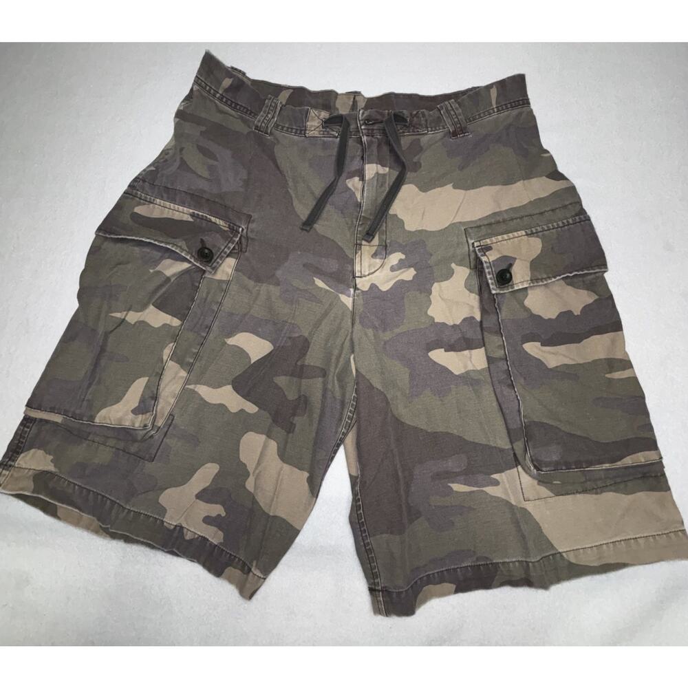OLD NAVY Men's Cargo Shorts Size 35 Camo Camouflage 100% Cotton Drawstring